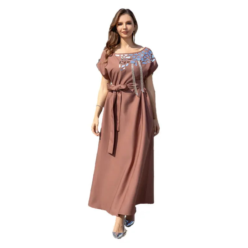 Muslim Women's Light Luxury Sequined Robe Dress null