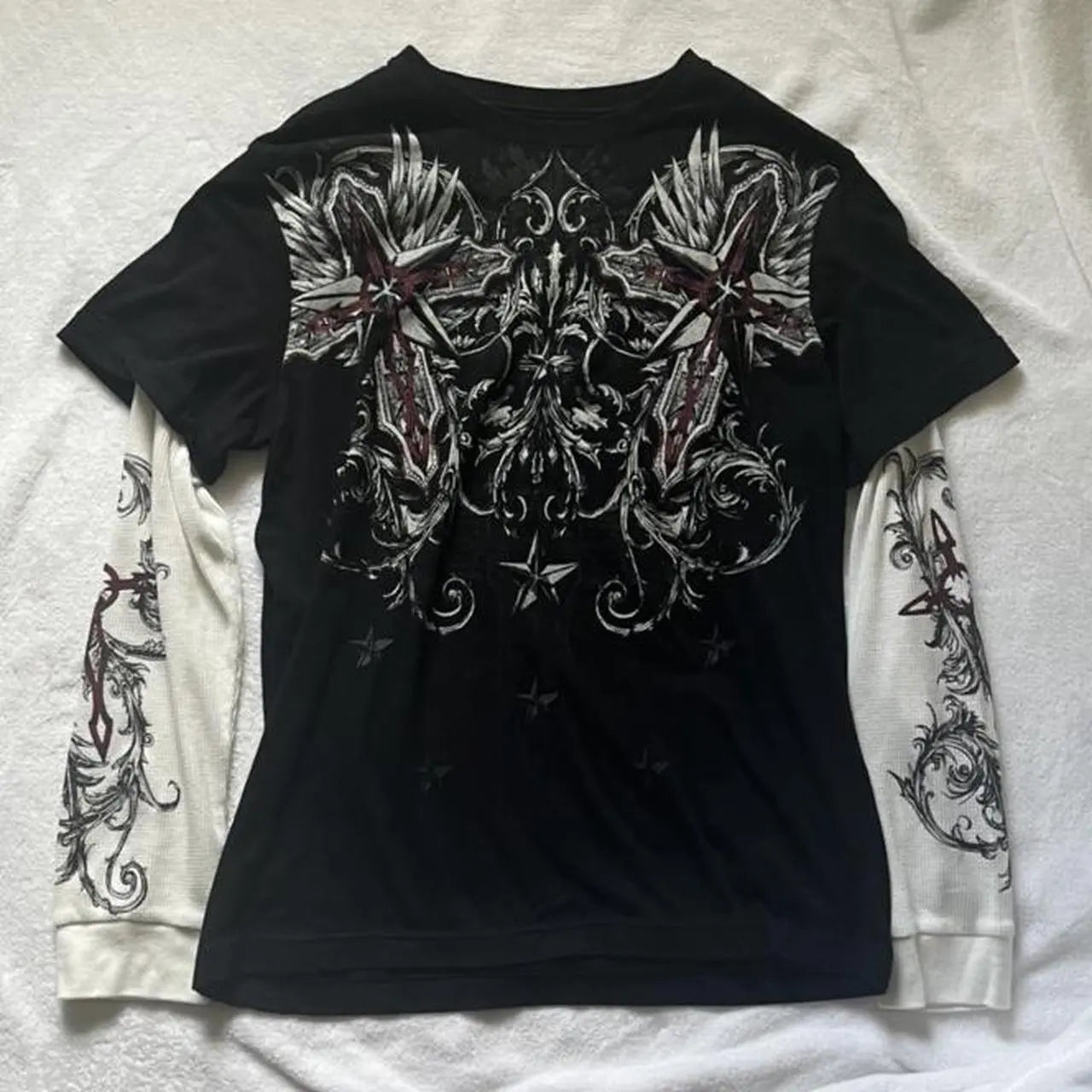 Gothic Tops Women Vintage Graphic Print Patchwork null