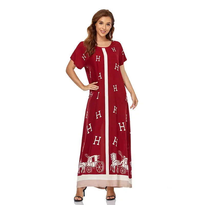 Muslim Women's Dress Short Sleeve Loose Hem null