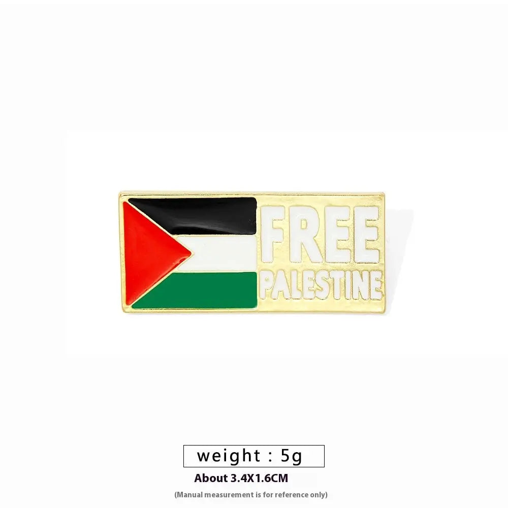 Free Palestine Flag Brooch Gold Badge Clothes Accessories Pin null