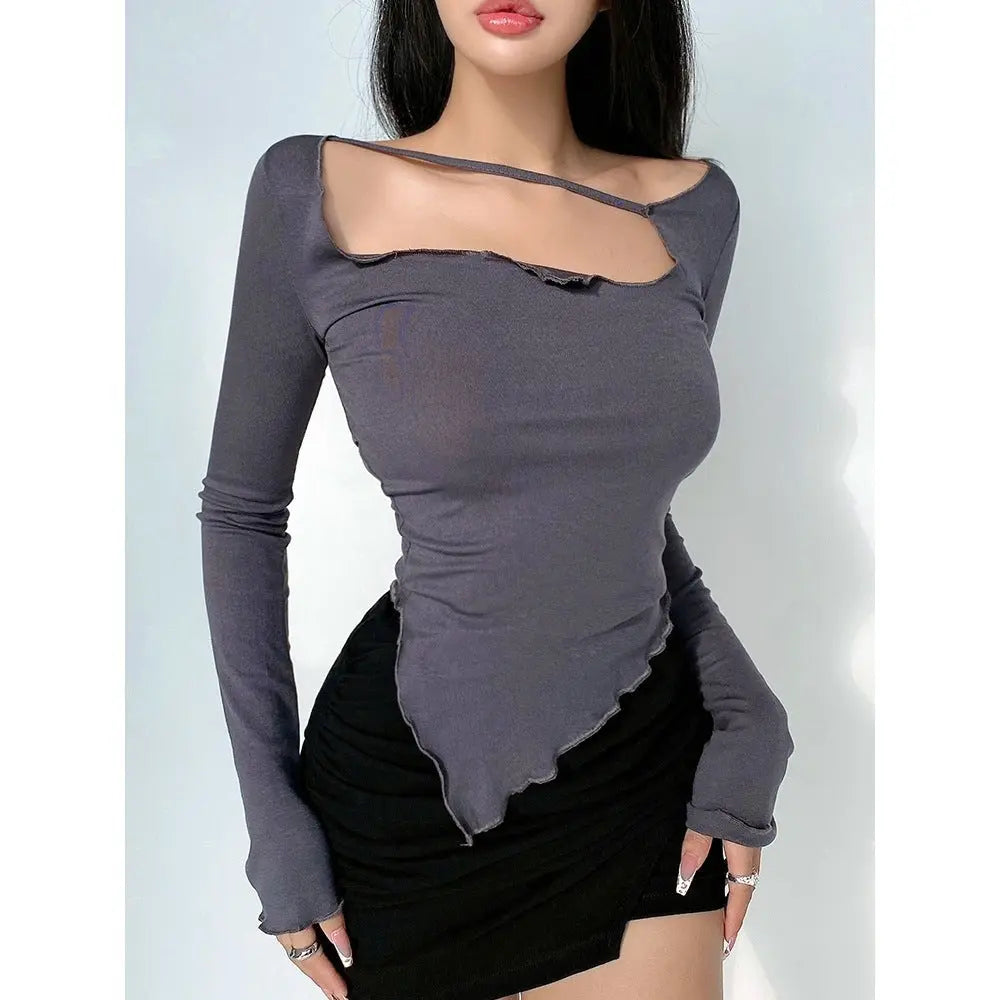 Small Slim Irregular Thin Blouse T-shirt null