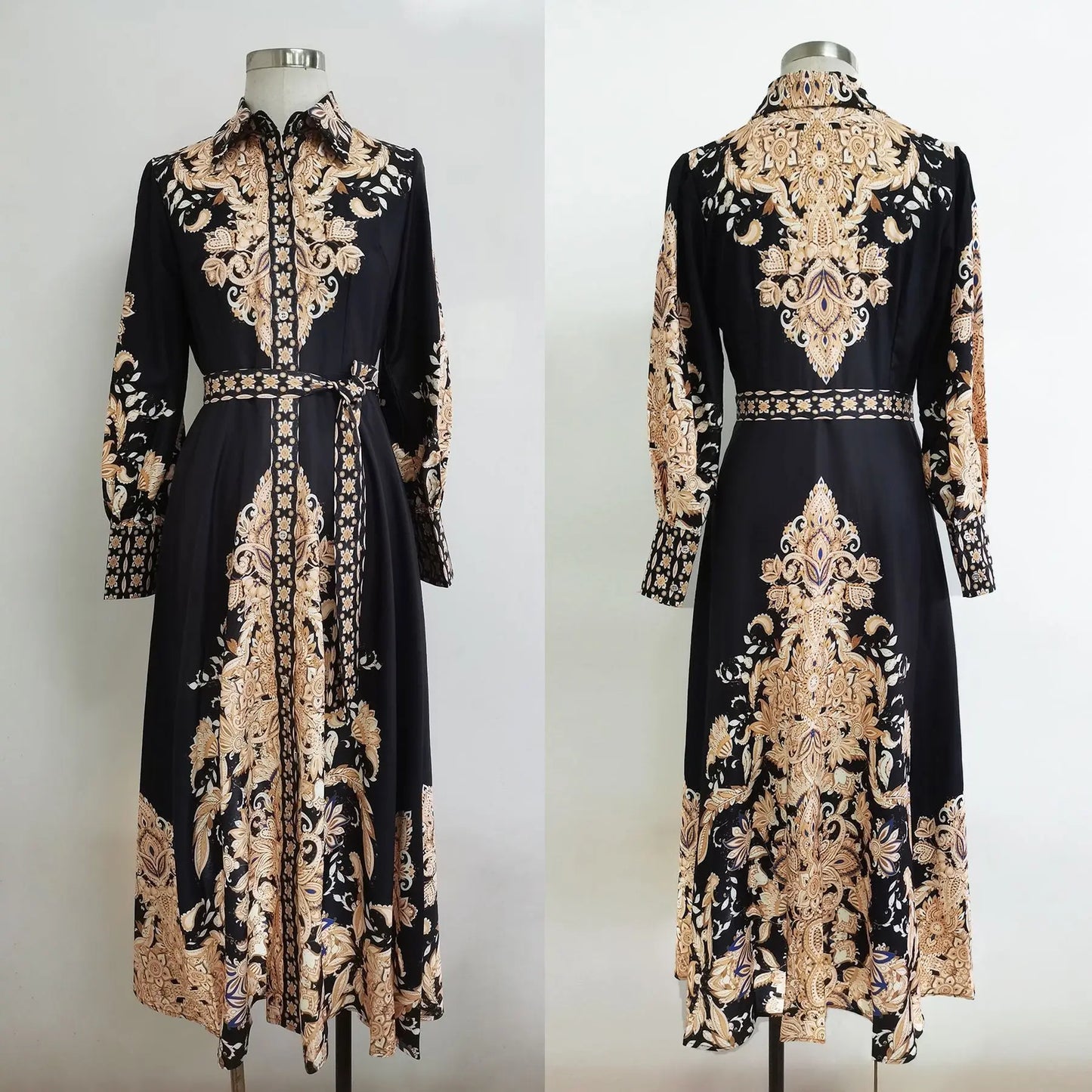 Muslim Women's Wear Arabic Print Swing Dress null