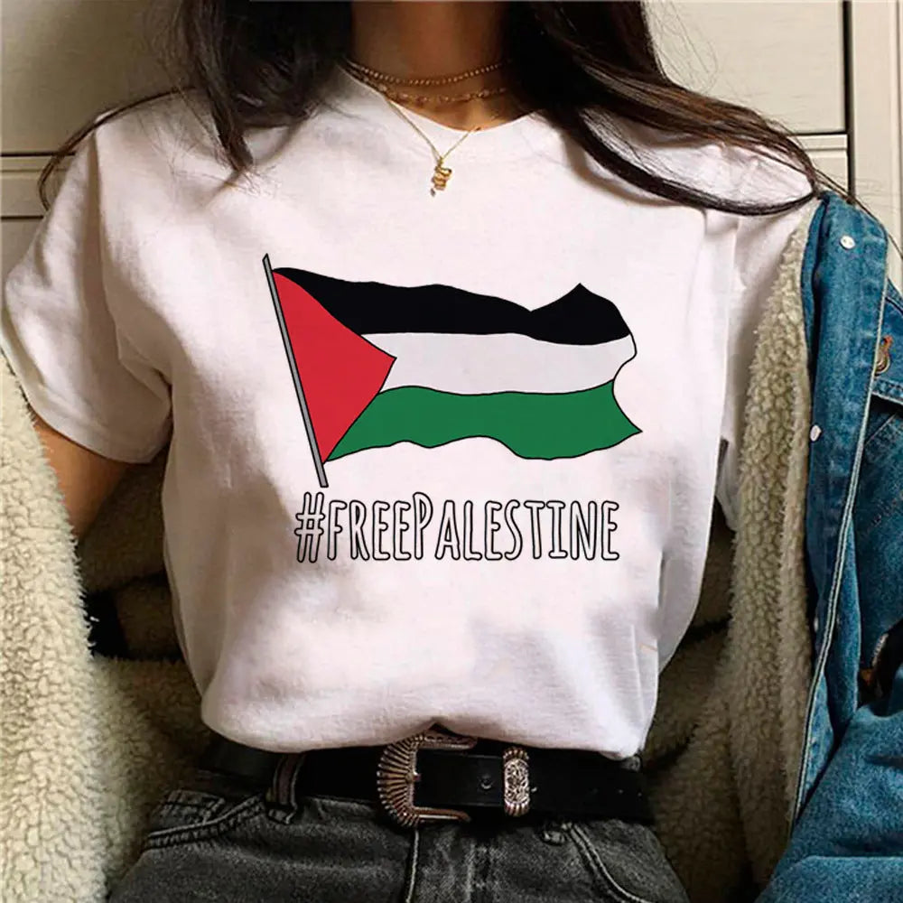 Palestine T-shirts Women Comic Japanese Tshirt Female Funny - Nadastore -Palestine T-shirts Women Comic Japanese Tshirt Female Funny