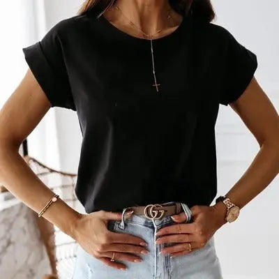 Simple style short sleeve round neck T-shirt null