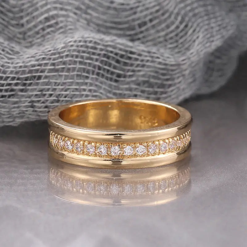 Simple Golden Sliver Rhinestones Ring Copper Plated RIngs Fashion Jewellery null