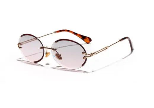 Women Oval crystal glasses eye ear ladies Rimless null