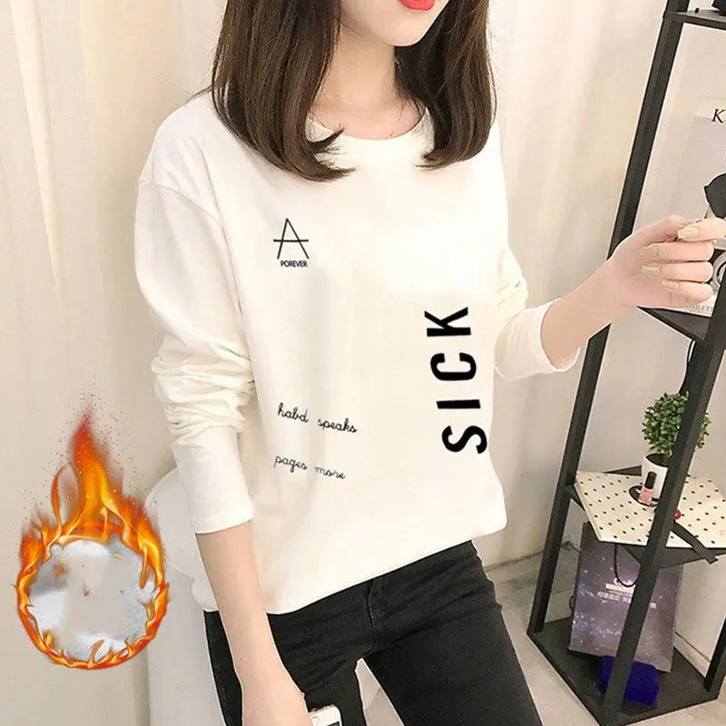 New Velvet Padded Long-Sleeved Women's Bottoming Shirt null