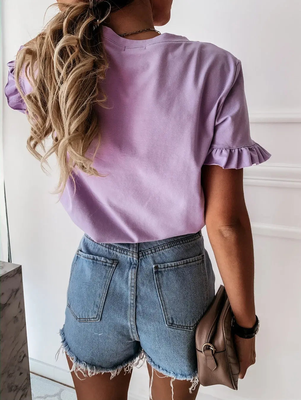 Simple style short sleeve round neck T-shirt null