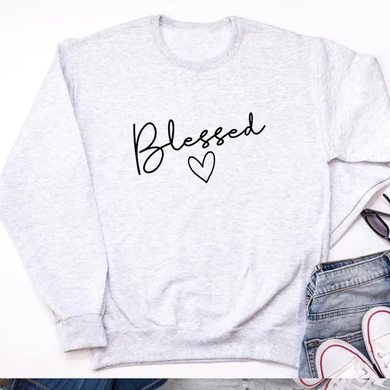 Long-sleeved sweater blessed love pattern European and American trend letters casual tops null