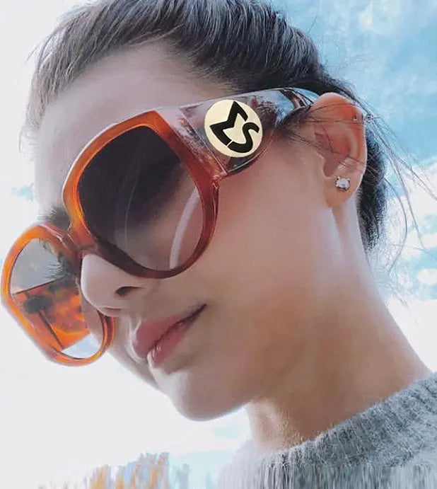 New Arrival Oversize Women Round Sun Glasses Fashion Ladies Olive Frames Glasses null