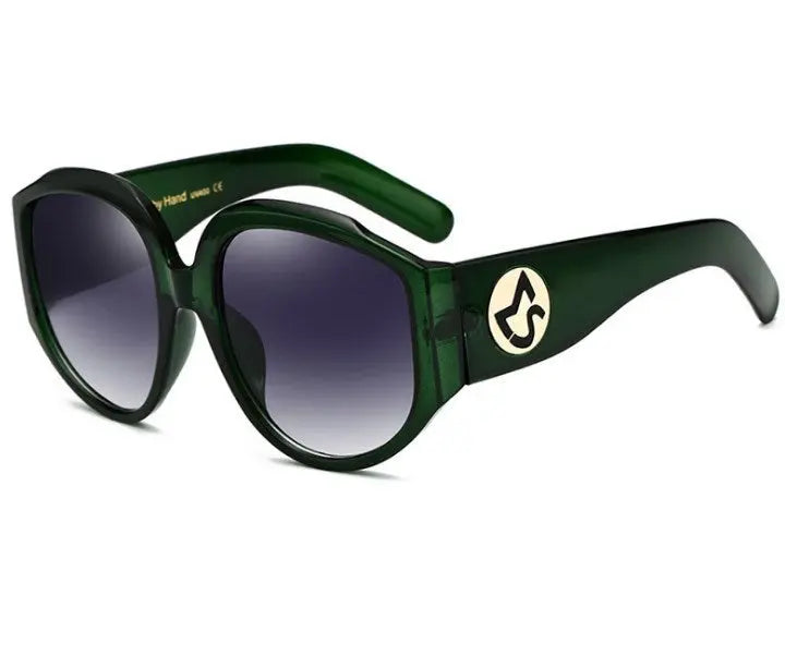New Arrival Oversize Women Round Sun Glasses Fashion Ladies Olive Frames Glasses null