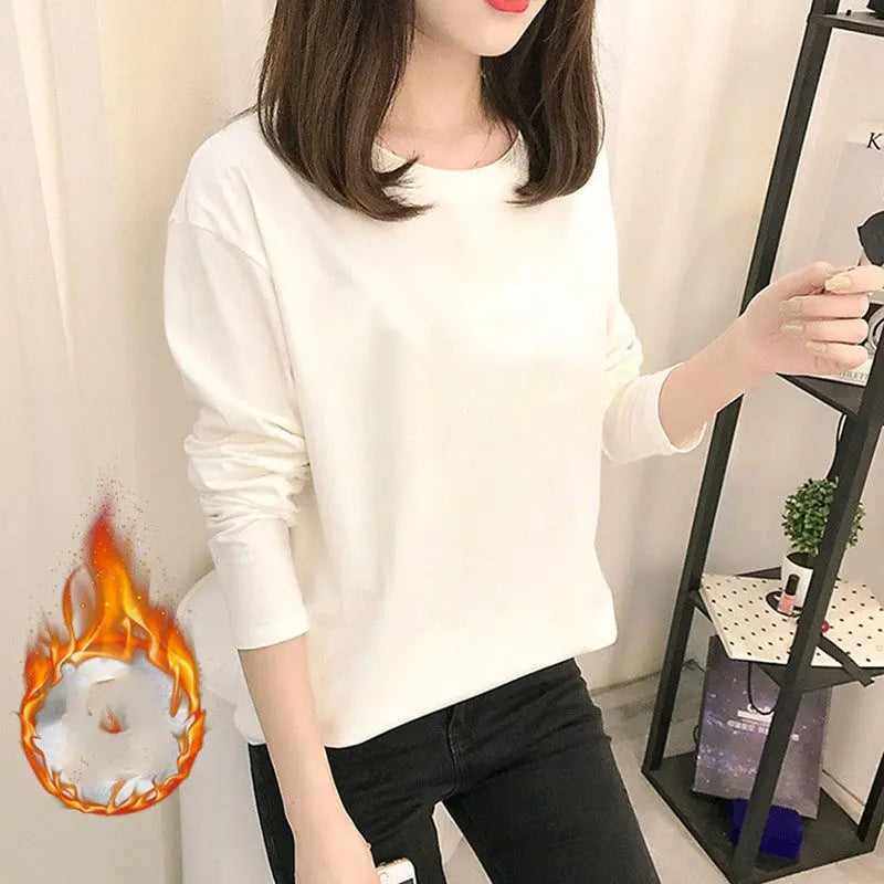 New Velvet Padded Long-Sleeved Women's Bottoming Shirt null