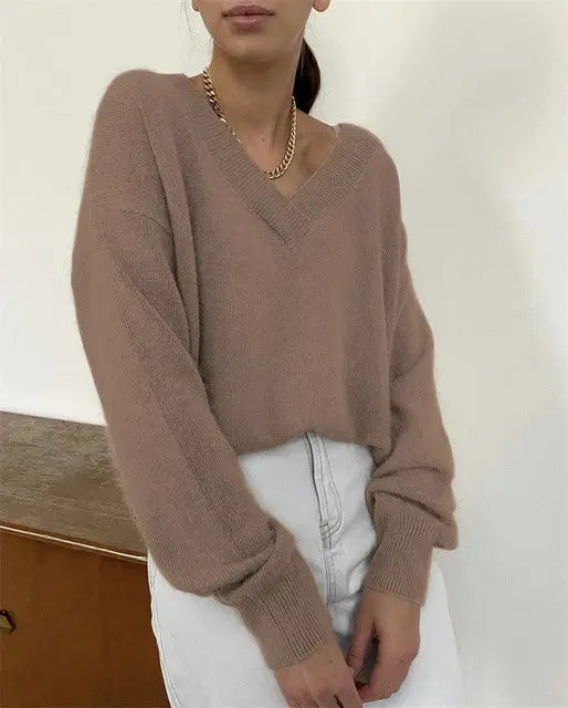 Soft Cashmere Sweater Women Casual LoosePullovers Tops null