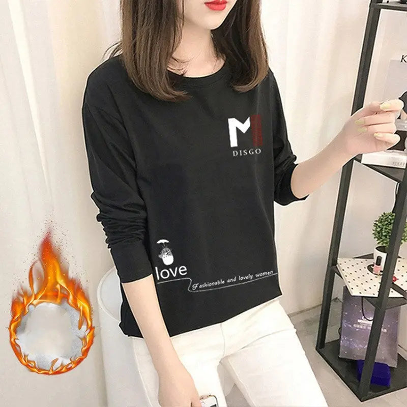 New Velvet Padded Long-Sleeved Women's Bottoming Shirt null