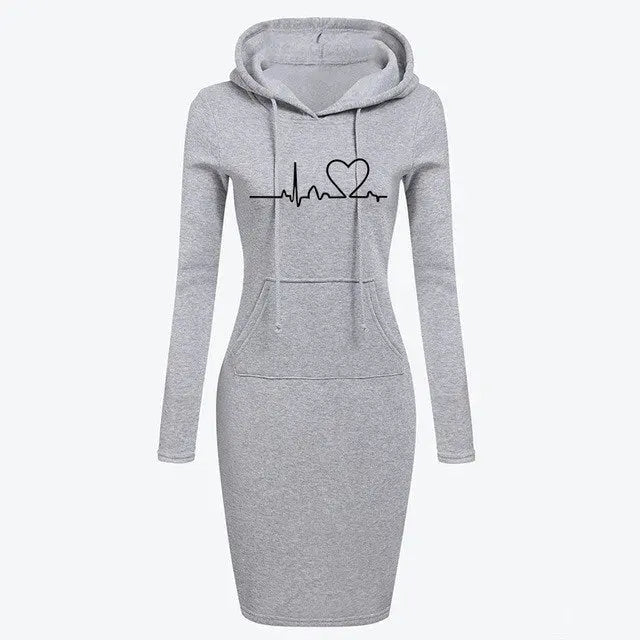 Autumn Winter Women Hoodies Sweatshirts Long-sleeved Dress null