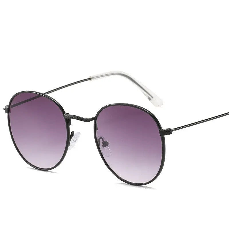 Retro Oval Small Frame Personality Sunglasses Men And Women Vacation Beach Metal Glasses - Nadastore