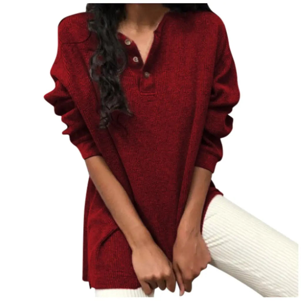Woolen loose long-sleeved sweater - Nadastore womens fashion