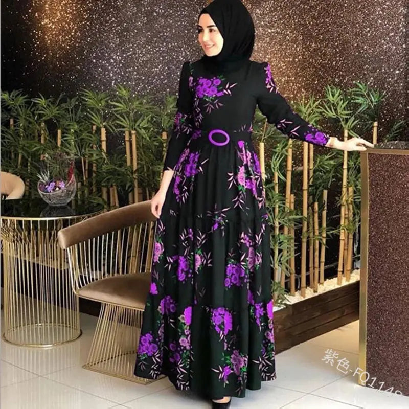 Women'S Printed Plus Size Muslim Dress 4Xl null