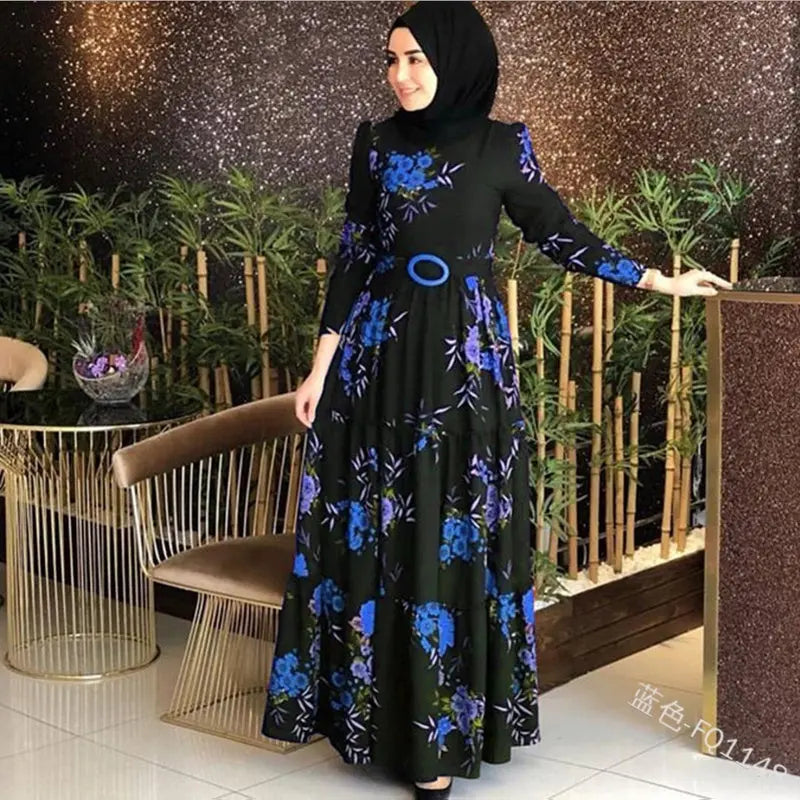 Women'S Printed Plus Size Muslim Dress 4Xl null