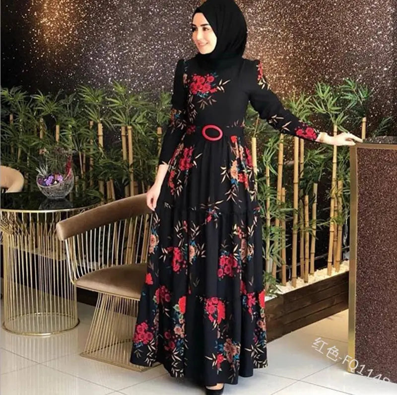 Women'S Printed Plus Size Muslim Dress 4Xl null