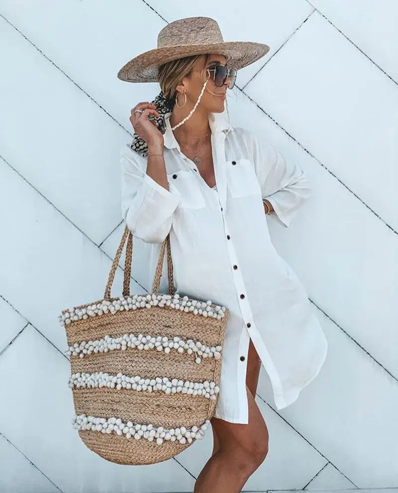 Beach Sunscreen Blouse Shirt Bikini Shawl null