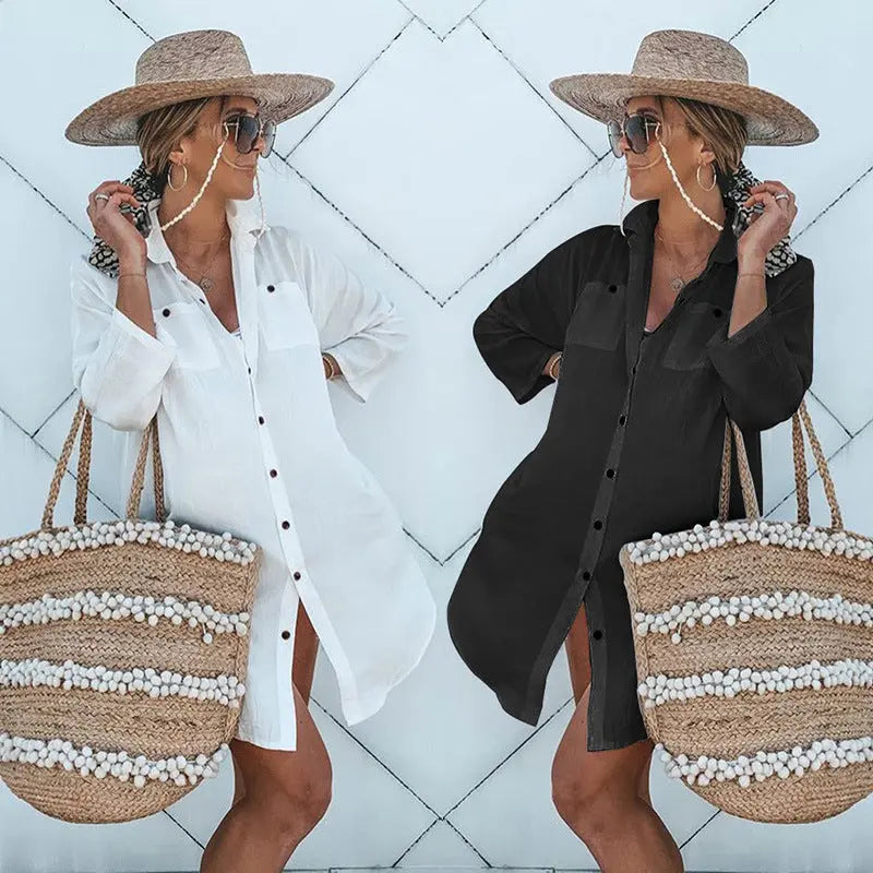 Beach Sunscreen Blouse Shirt Bikini Shawl null