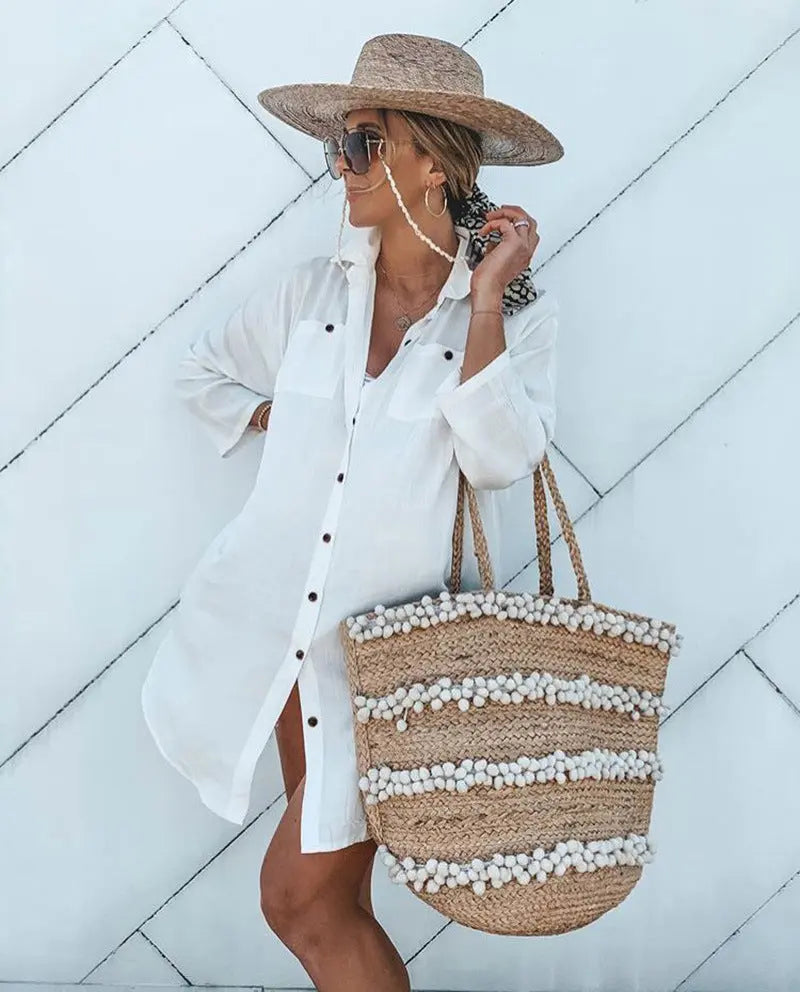 Beach Sunscreen Blouse Shirt Bikini Shawl null