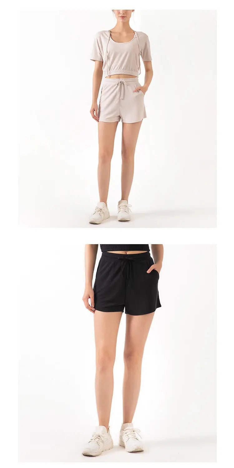 Lace Wide Loose Shorts Women HipsRunning Sports Fitness Fashion Casual Yoga Shorts null