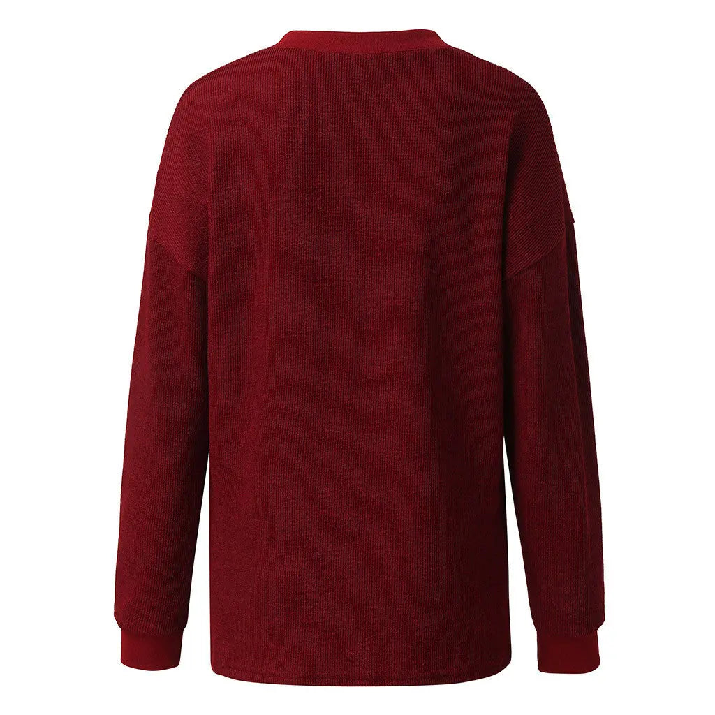 Woolen loose long-sleeved sweater - Nadastore womens fashion
