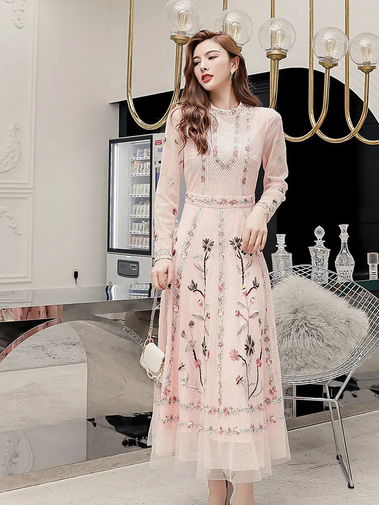 Temperament Skirt Heavy Embroidered Thin Dress null