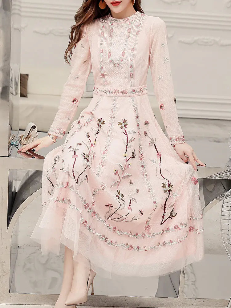 Temperament Skirt Heavy Embroidered Thin Dress null