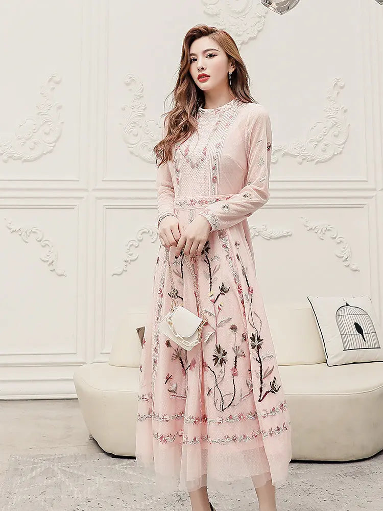 Temperament Skirt Heavy Embroidered Thin Dress null