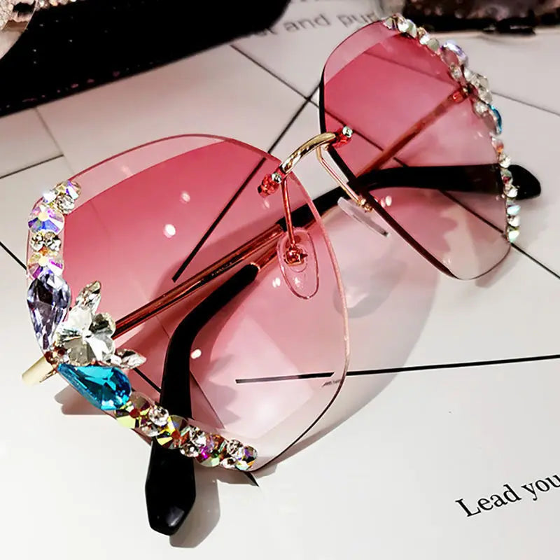 Luxury Rhinestone Square Sunglasses Women Fashion Outdoor Shades null