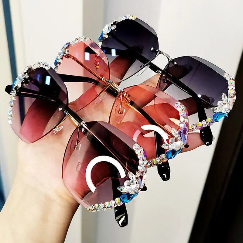 Luxury Rhinestone Square Sunglasses Women Fashion Outdoor Shades null