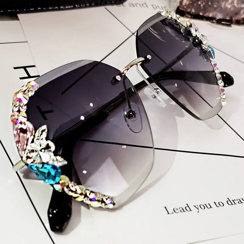 Luxury Rhinestone Square Sunglasses Women Fashion Outdoor Shades null