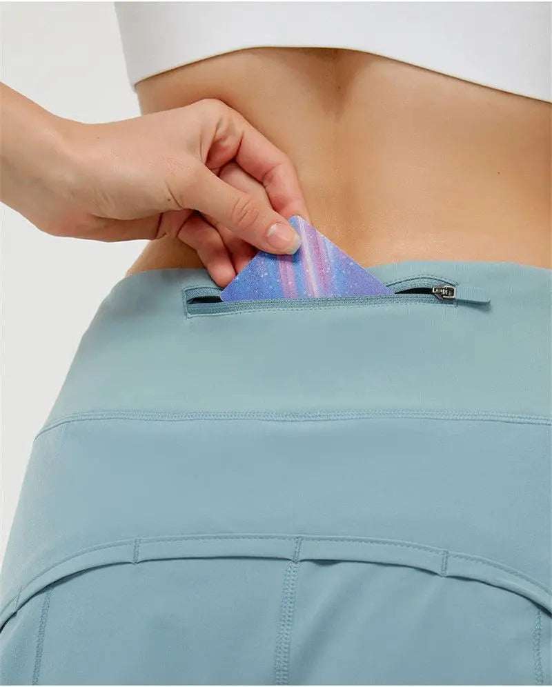 Women's Yoga Shorts Back Zip Pocket Sports Shorts null