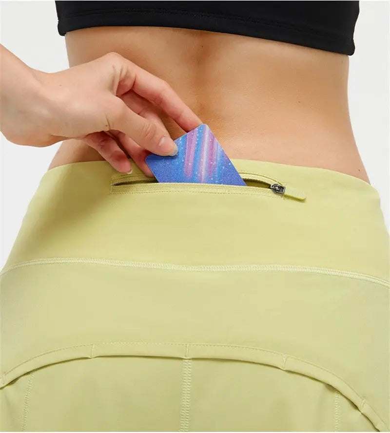 Women's Yoga Shorts Back Zip Pocket Sports Shorts null