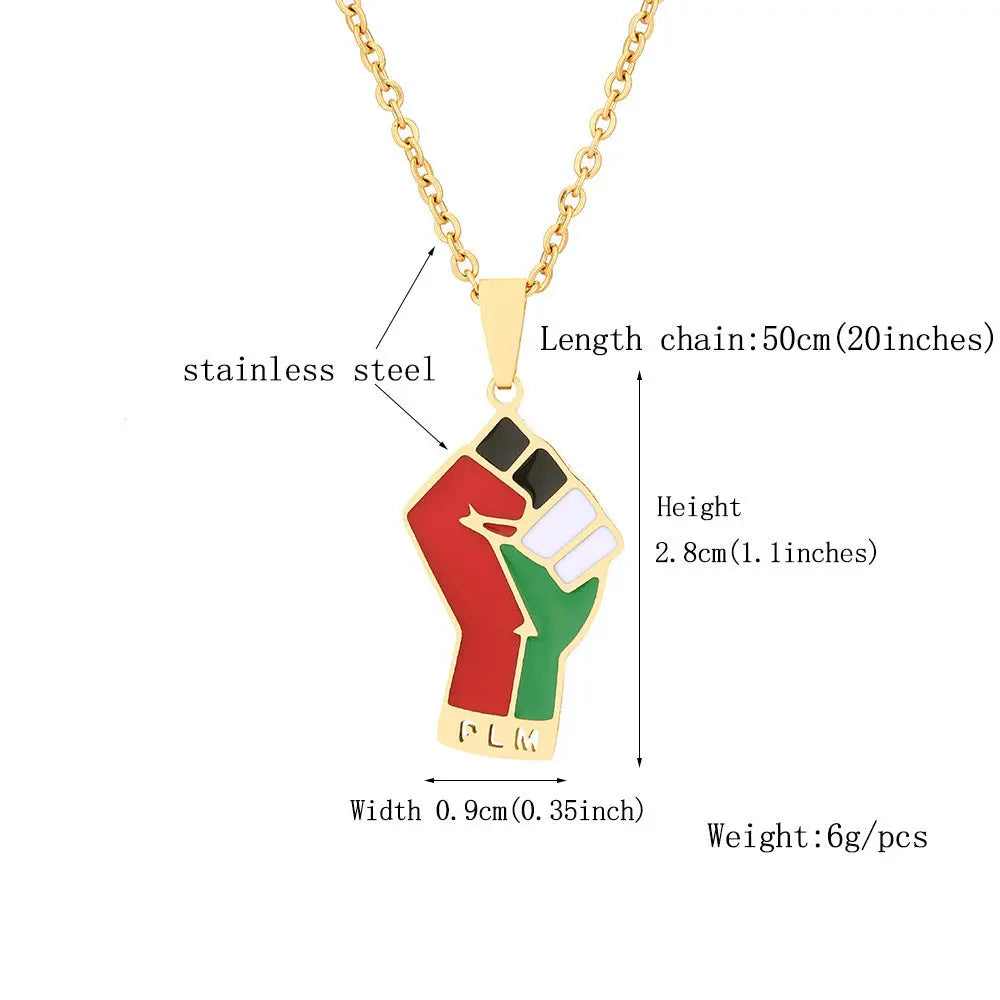 Stainless Steel Palestine Map Pendant Necklace null