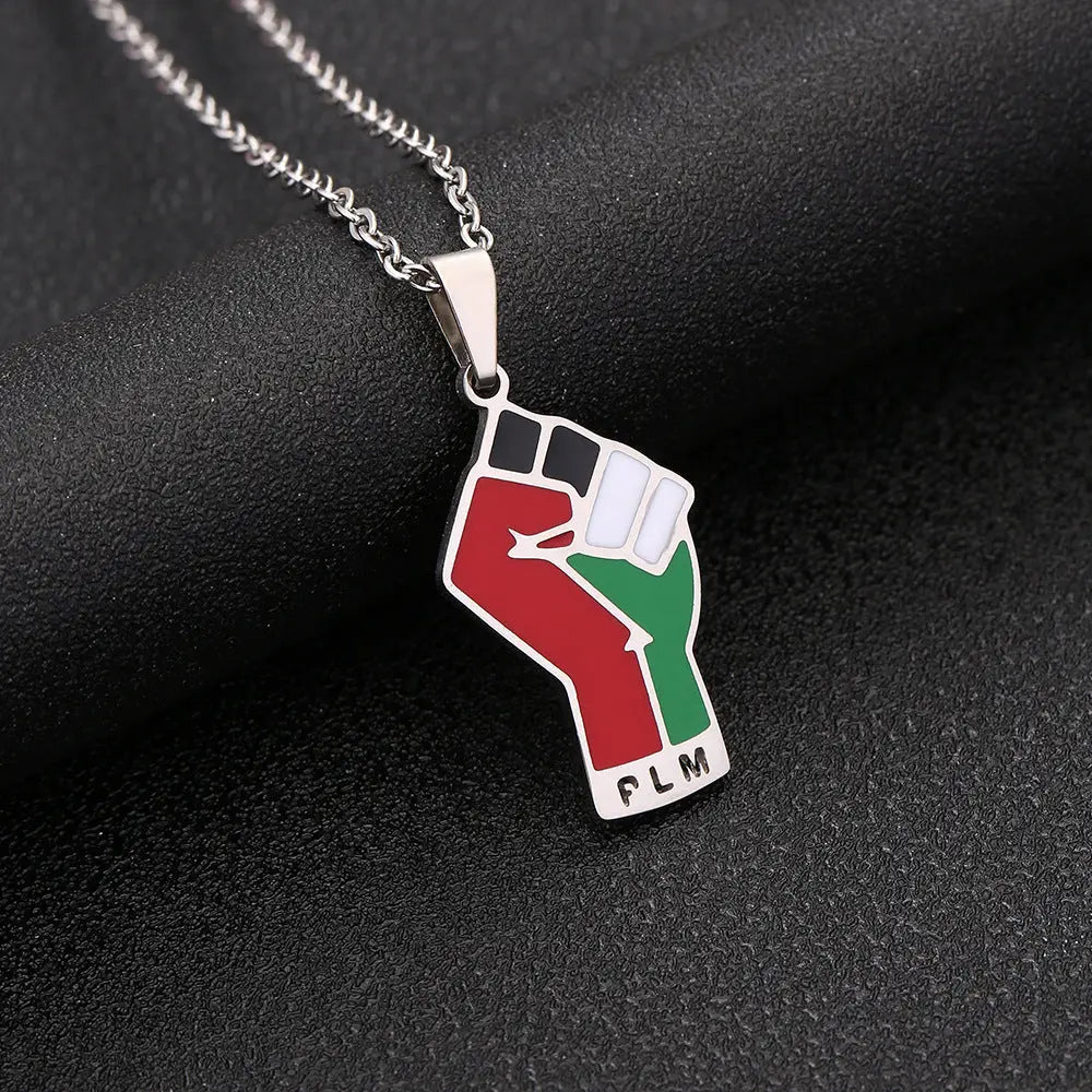 Stainless Steel Palestine Map Pendant Necklace null