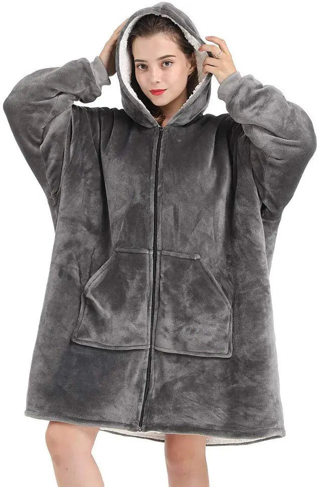 Long sleeve pocket zipper tv TV blanket casual sweater null