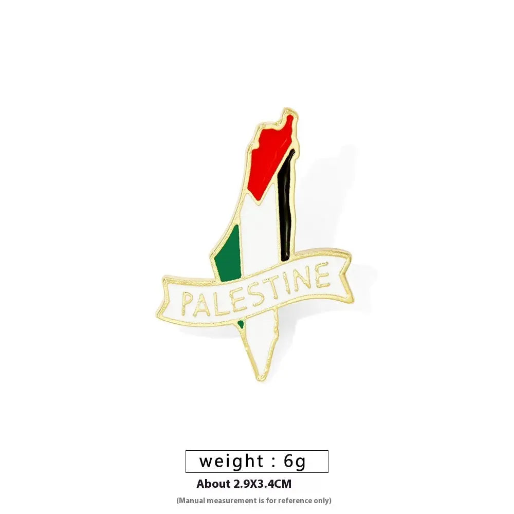 Free Palestine Flag Brooch Gold Badge Clothes Accessories Pin null