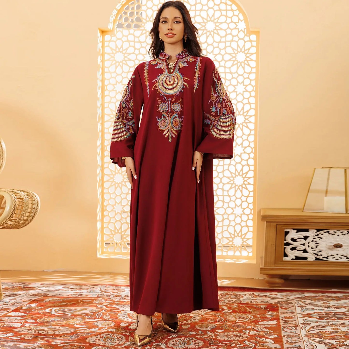 Women's Embroidered Rope Embroidered Muslim Pullover Dress null
