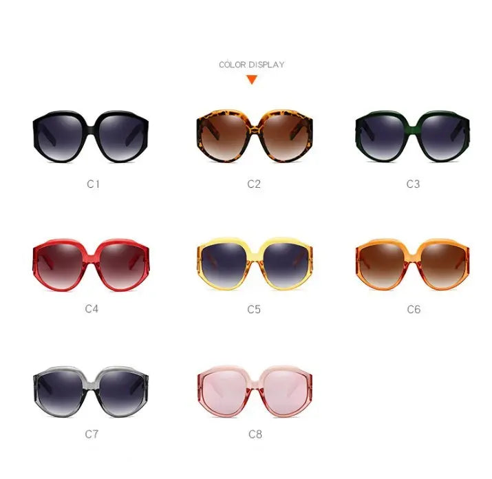 New Arrival Oversize Women Round Sun Glasses Fashion Ladies Olive Frames Glasses null