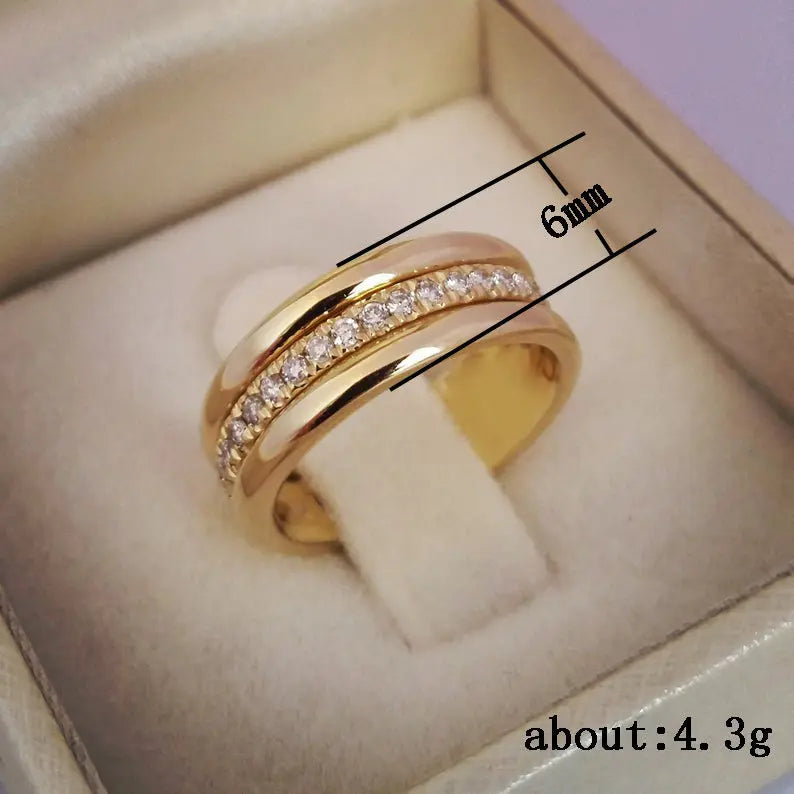 Simple Golden Sliver Rhinestones Ring Copper Plated RIngs Fashion Jewellery null
