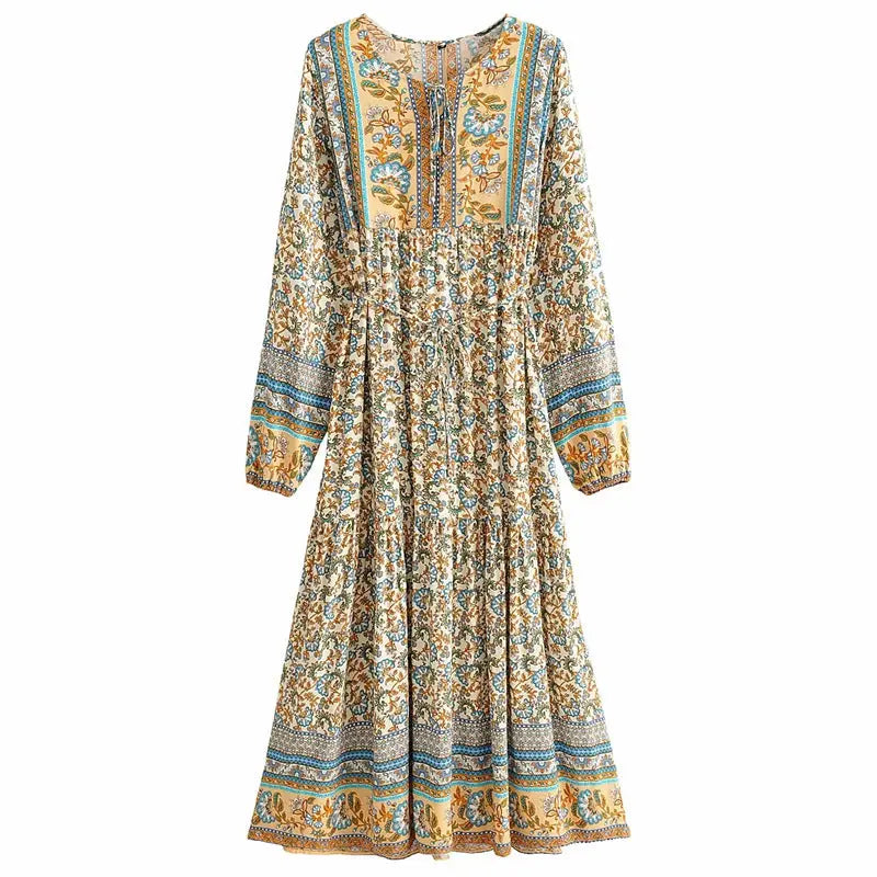 Floral lace-up dresses null