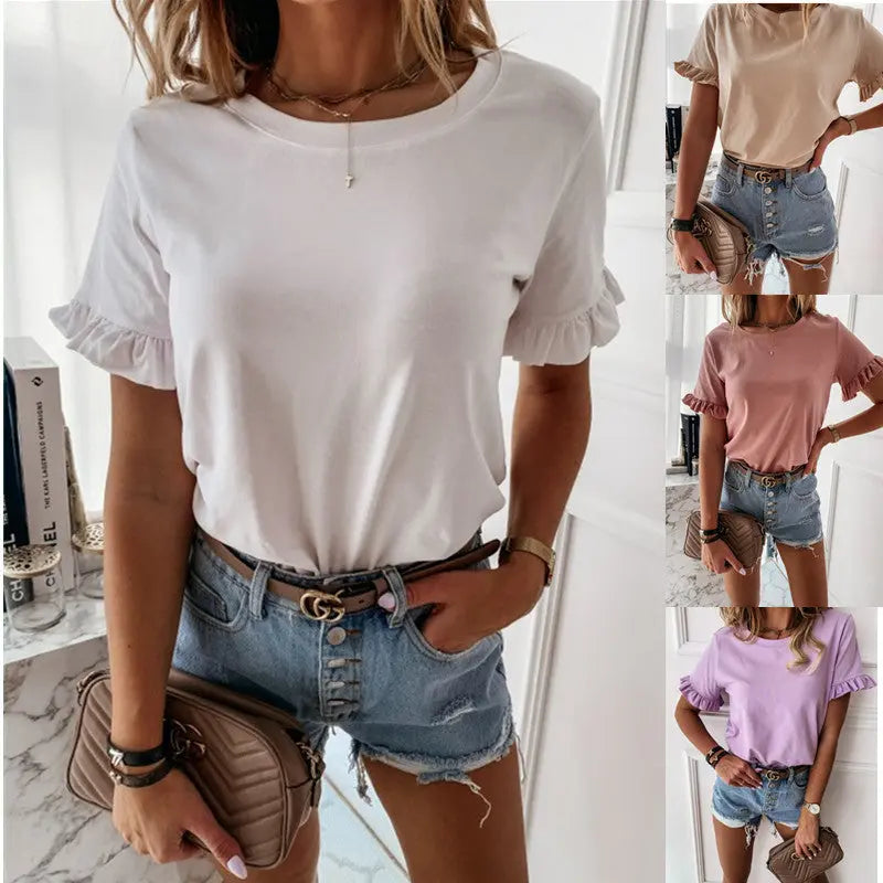 Simple style short sleeve round neck T-shirt null