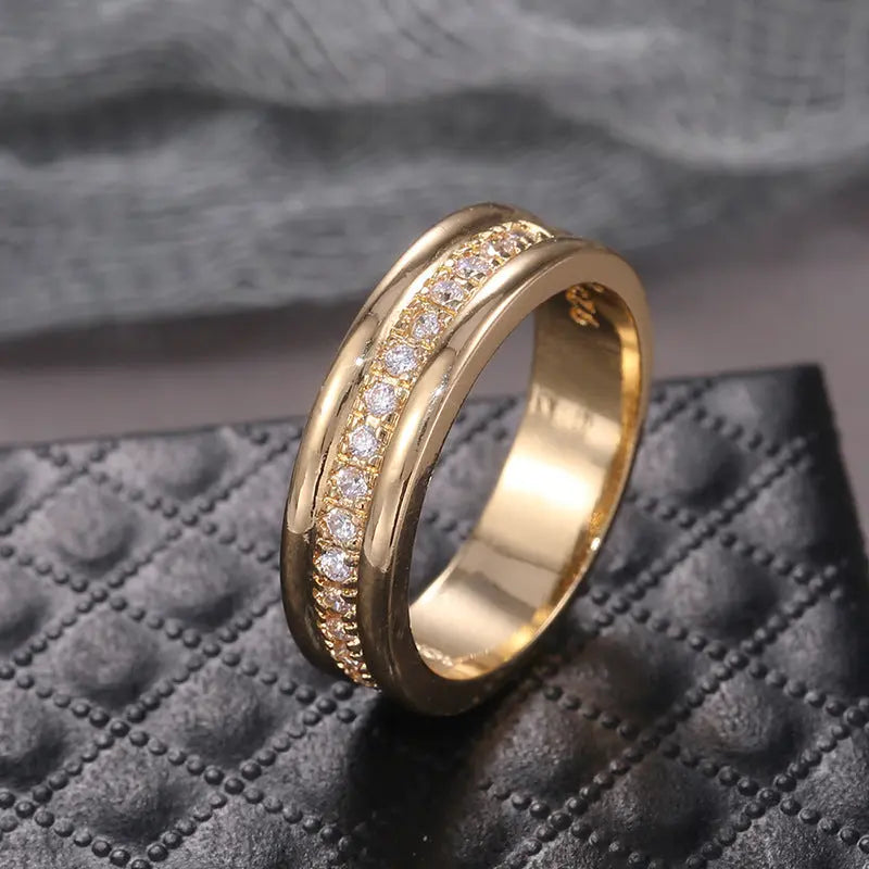 Simple Golden Sliver Rhinestones Ring Copper Plated RIngs Fashion Jewellery null