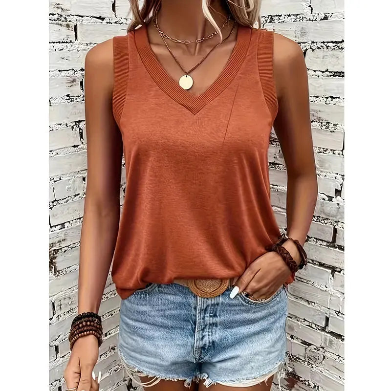 Women V Neck Tank Tops Summer Sleeveless Shirts null