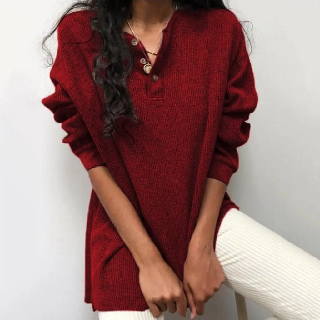 Woolen loose long-sleeved sweater - Nadastore womens fashion