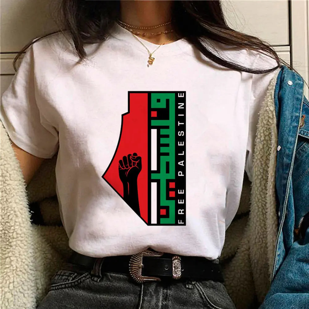 Palestine T-shirts Women Comic Japanese Tshirt Female Funny - Nadastore -Palestine T-shirts Women Comic Japanese Tshirt Female Funny